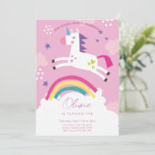 Invitation Unicorn fille anniversaire (Debout devant)