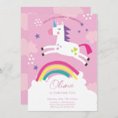Invitation Unicorn fille anniversaire (Devant / Derrière)