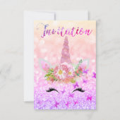Invitation Unicorn fille Rose rose Parties scintillant Lashes (Devant)