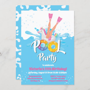 Invitation Unicorn Flippers Pool Party