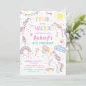 Invitation Unicorn Four Ever Magical 4th Birthday (Debout devant)