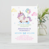 Invitation Unicorn Girl 6e anniversaire Rainbow Party (Debout devant)