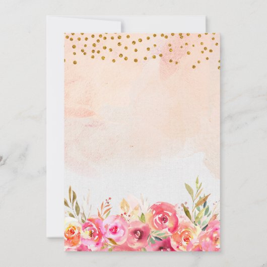 Invitation Unicorn Gold Parties scintillant rose bébé fille p (Dos)