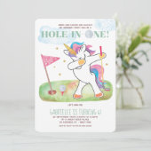 Invitation Unicorn Golf fête d'anniversaire (Debout devant)