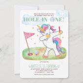 Invitation Unicorn Golf fête d'anniversaire (Devant)