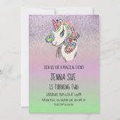 Invitation Unicorn Hand Drake Ombré fête d'anniversaire (Devant)