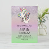 Invitation Unicorn Hand Drake Ombré fête d'anniversaire (Debout devant)