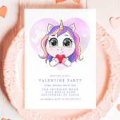 Invitation Unicorn Heart Cute Valentine's Day Party