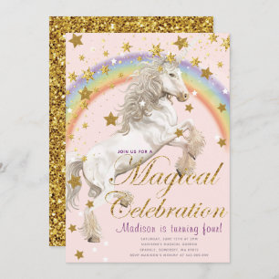 Invitation Unicorn Illustration Party Anniversaire magique