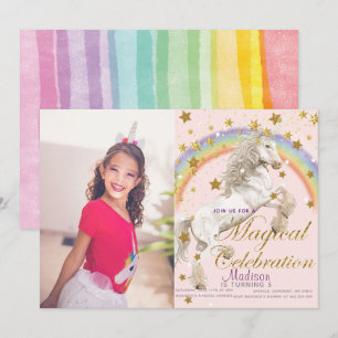 Invitation Unicorn Illustration Party Magique Anniversaire Ph