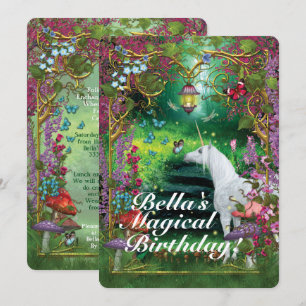 Invitation Unicorn Imaginaire Woodland fête d'anniversaire
