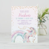 Invitation Unicorn Kids Pastel Rainbow Anniversaire (Debout devant)