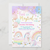 Invitation Unicorn Magical 5th Birthday Party Pastel Rainbow (Devant)