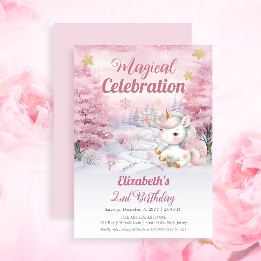 Invitation Unicorn Magical Celebration 2nd Birthday Party