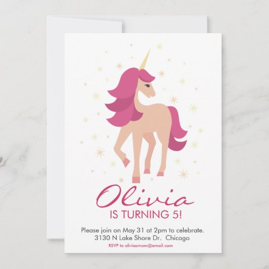 Invitation Unicorn magique (Devant)