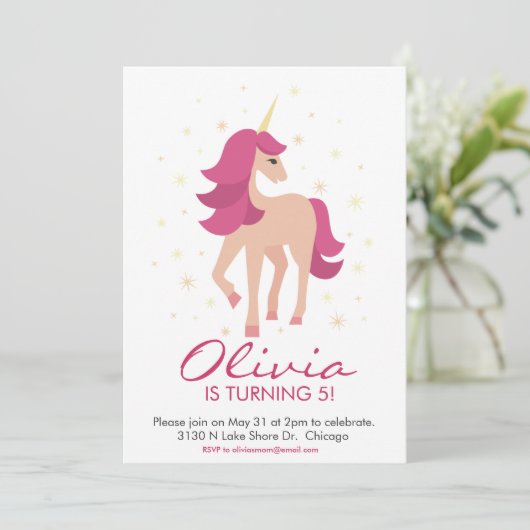 Invitation Unicorn magique (Debout devant)