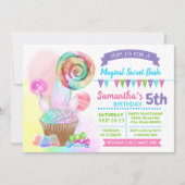 Invitation Unicorn magique bonbon d'anniversaire doux pastel (Devant)