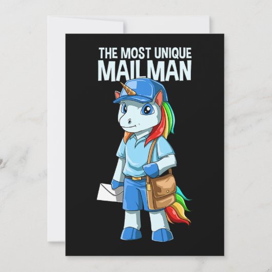 Invitation Unicorn Mailman Délivrant Magic Funny Postal Work (Devant)
