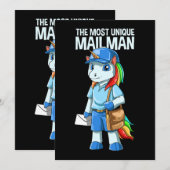 Invitation Unicorn Mailman Délivrant Magic Funny Postal Work (Devant / Derrière)