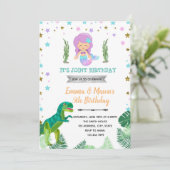 Invitation Unicorn mermaid dinosaur pool party (Debout devant)