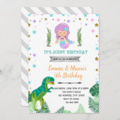 Invitation Unicorn mermaid dinosaur pool party (Devant / Derrière)