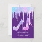Invitation Unicorn Mermaid Drips Holographique Girly Heels Pu (Dos)