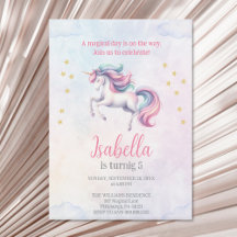 Unicorn mignonne Aquarelle Magique Fête d'annivers