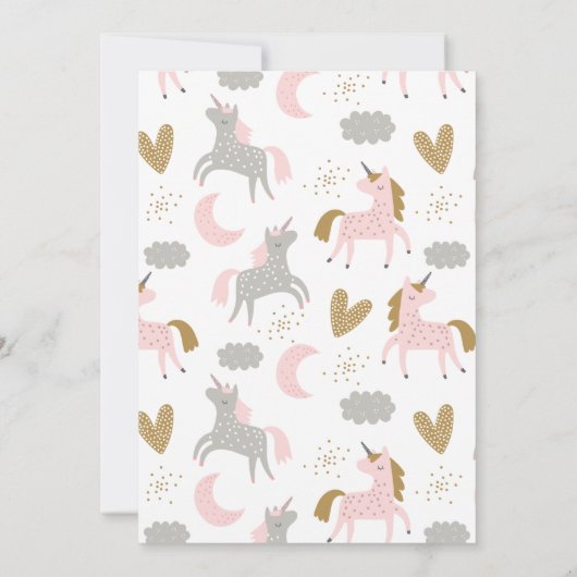 Invitation Unicorn moderne boue rose 1er anniversaire (Dos)