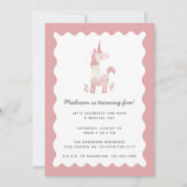 Invitation Unicorn Moderne Magique Rose Wavy Frame Anniversai (Devant)