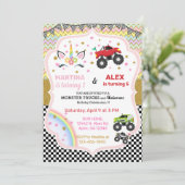 Invitation Unicorn & monster trucks frères et soeurs invitati (Debout devant)