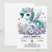 Invitation Unicorn numérique modifiable (Devant / Derrière)