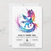 Invitation Unicorn numérique personnalisable (Devant)