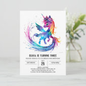 Invitation Unicorn numérique personnalisable (Debout devant)