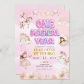Invitation Unicorn One Magical year First Birthday (Devant / Derrière)