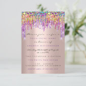 Invitation Unicorn Parties scintillant Drips Rose Gold Bridal (Debout devant)