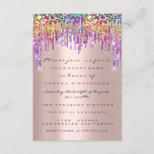 Invitation Unicorn Parties scintillant Drips Rose Gold Bridal