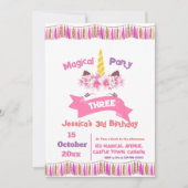 Invitation Unicorn Parties scintillant et Gold Anniversaire d (Devant)