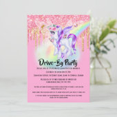 Invitation Unicorn parties scintillant fée rose violet arc-en (Debout devant)