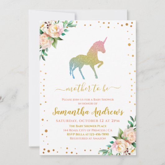 Invitation Unicorn Parties scintillant Sillhouette mignonne b (Devant)