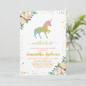 Invitation Unicorn Parties scintillant Sillhouette mignonne b (Debout devant)