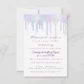 Invitation Unicorn Party 1ème 2ème bébé Holographe rose blanc (Devant)