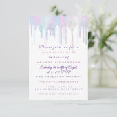 Invitation Unicorn Party 1ème 2ème bébé Holographe rose blanc (Debout devant)