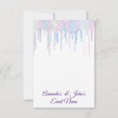 Invitation Unicorn Party 1ème 2ème bébé Holographe rose blanc (Dos)