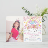 Invitation Unicorn Party Magique Anniversaire Photo (Debout devant)
