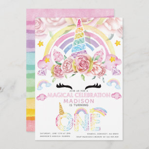 Invitation Unicorn Party Magique Premier anniversaire