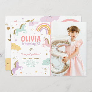 Invitation Unicorn Party Magique Rainbow Unicorn Anniversaire