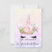 Invitation Unicorn Party rose 1er 2e 3e anniversaire Pastels (Devant)