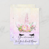 Invitation Unicorn Party rose 1er 2e 3e anniversaire Pastels (Devant / Derrière)