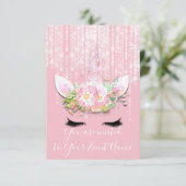 Invitation Unicorn Party Rose Rose 1e fête d'anniversaire (Debout devant)