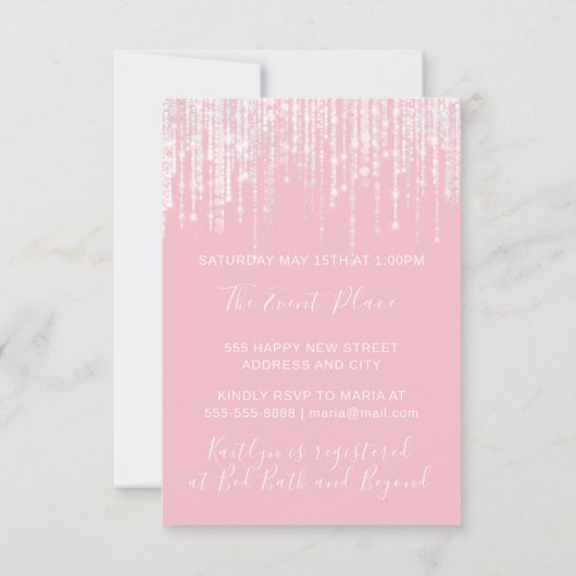 Invitation Unicorn Party Rose Rose 1e fête d'anniversaire (Dos)